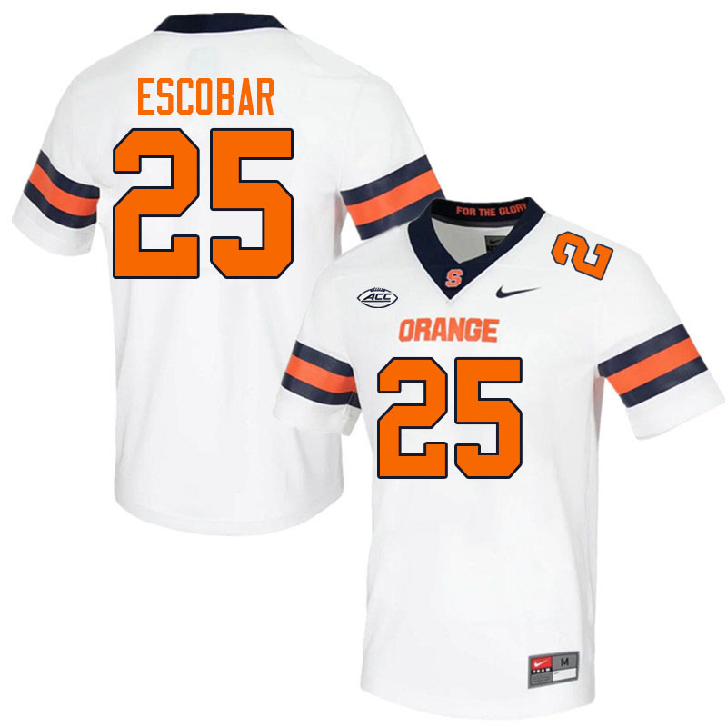 Syracuse Orange #25 Joshua Escobar College Football Jerseys Stitched-White
